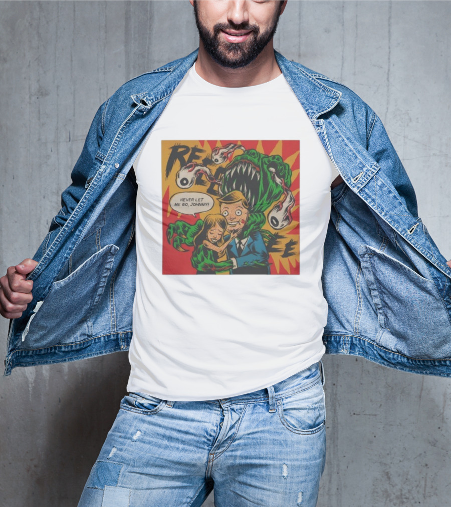Creepy Comic Style Monster Attack Never Let Me Go Johnny Retro Art T-Shirt