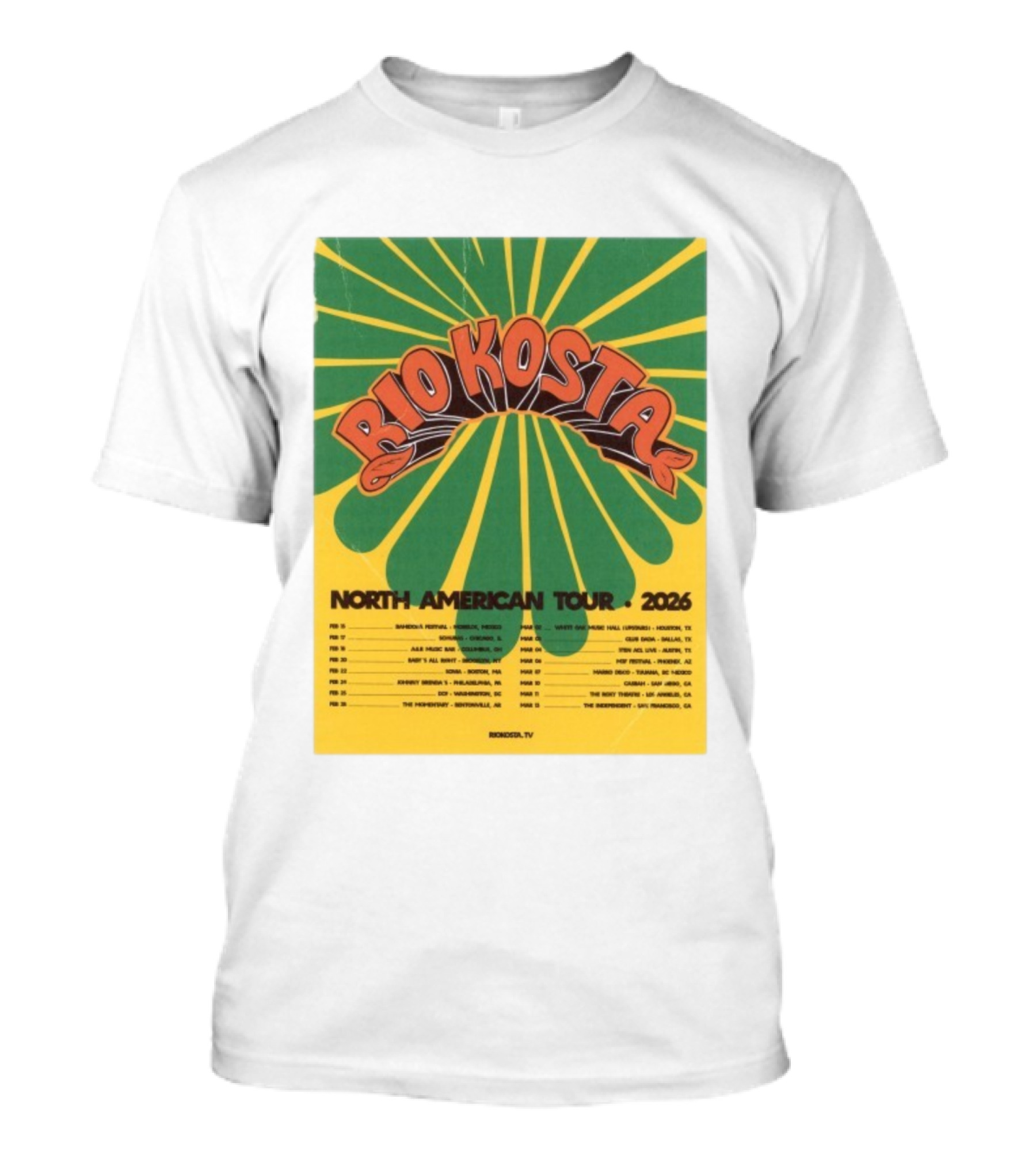Rio Kosta North American Tour 2026 Concert Dates And Cities T-Shirt