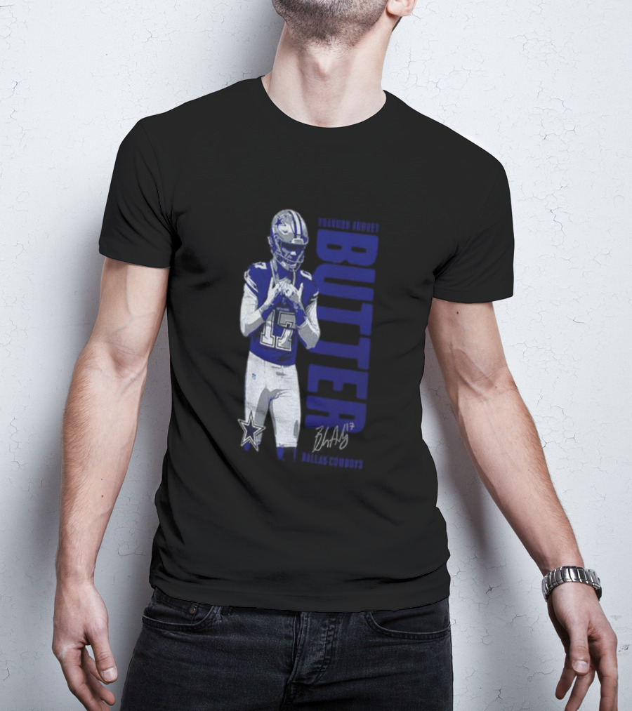 Brandon Aubrey 17 Butter Dallas Cowboys NFL Football Signature 2025 T-Shirt