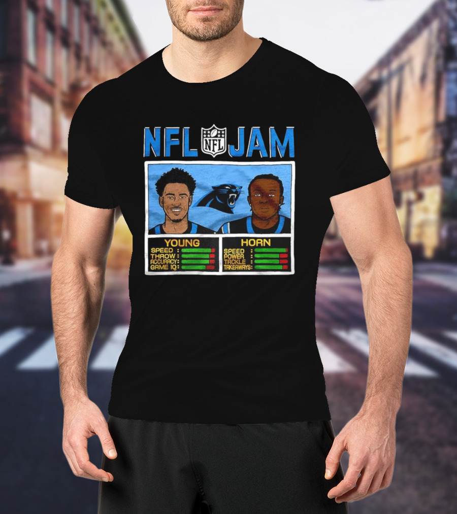 Bryce Young Jaycee Horn Carolina Panthers NFL Jam Classic Video Game Style T-Shirt