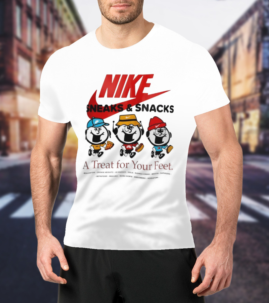 NIKE Sneaks And Snacks A Treat For Your Feet Pizza Burgers Tacos T-Shirt