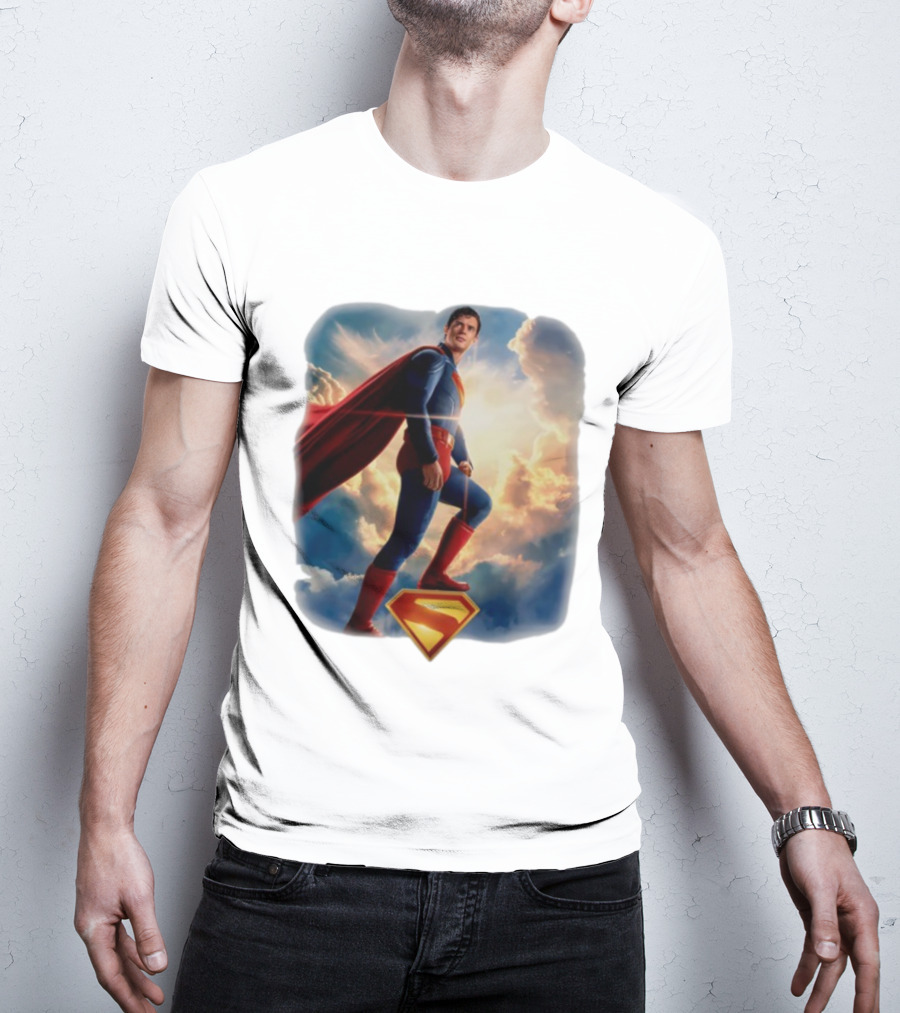 Superman 2025 Faded Standing Iconic Cape And Emblem T-Shirt