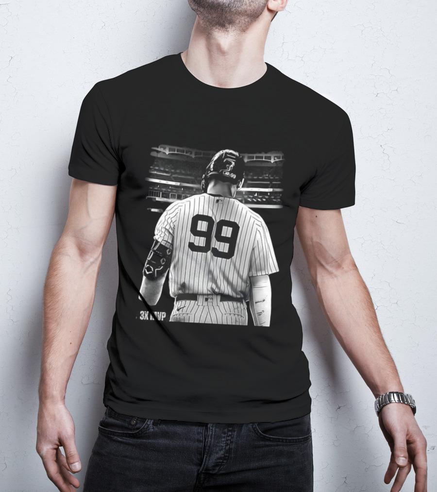 New York Yankees Aaron Judge 99 Baseball Player Back View Behind 3X MVP T-Shirt