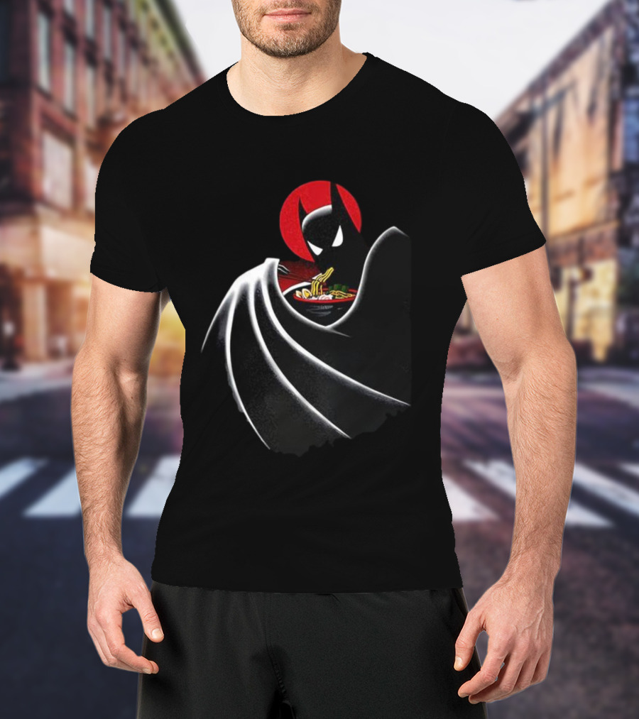 Batman Enjoying Ramen Under Red Sun T-Shirt