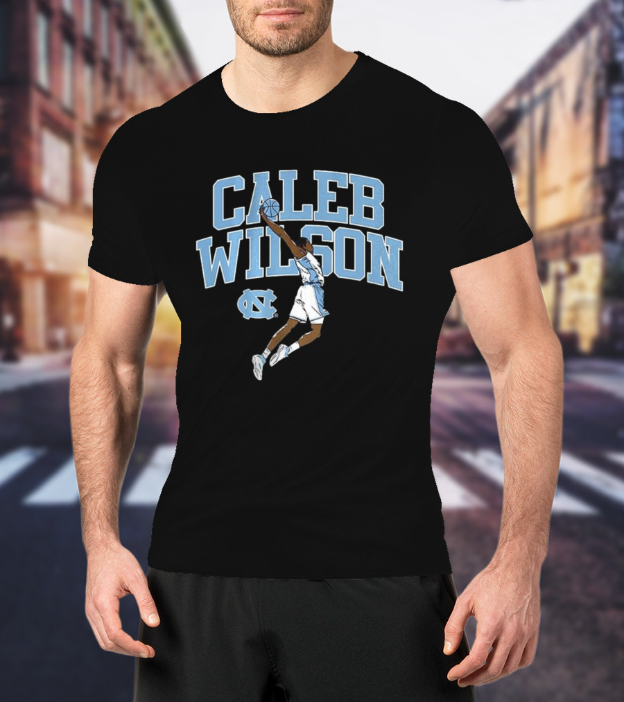 Caleb Wilson North Carolina Tar Heels Basketball Action Pose T-Shirt