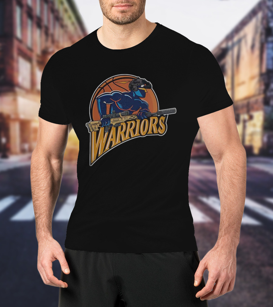 Golden State Warriors Basketball Soldier Armed Warrior T-Shirt