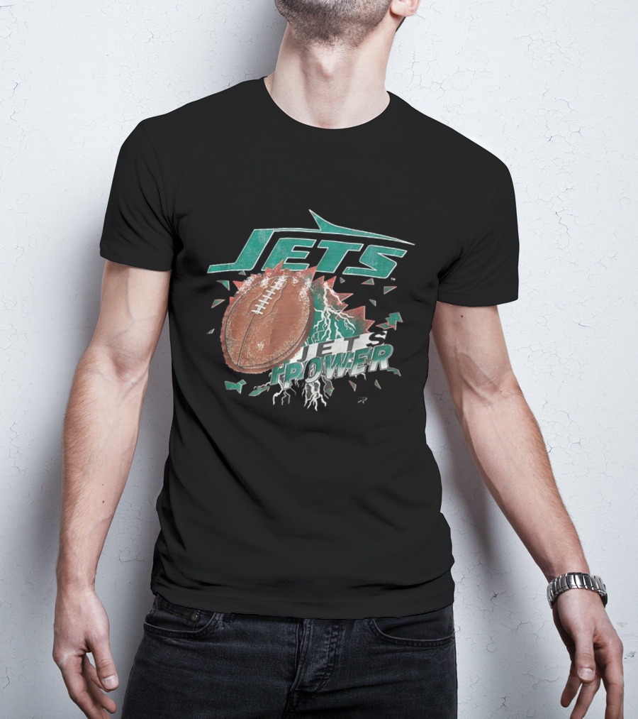 New York Jets Power Football Lightning 90s Vintage T-Shirt
