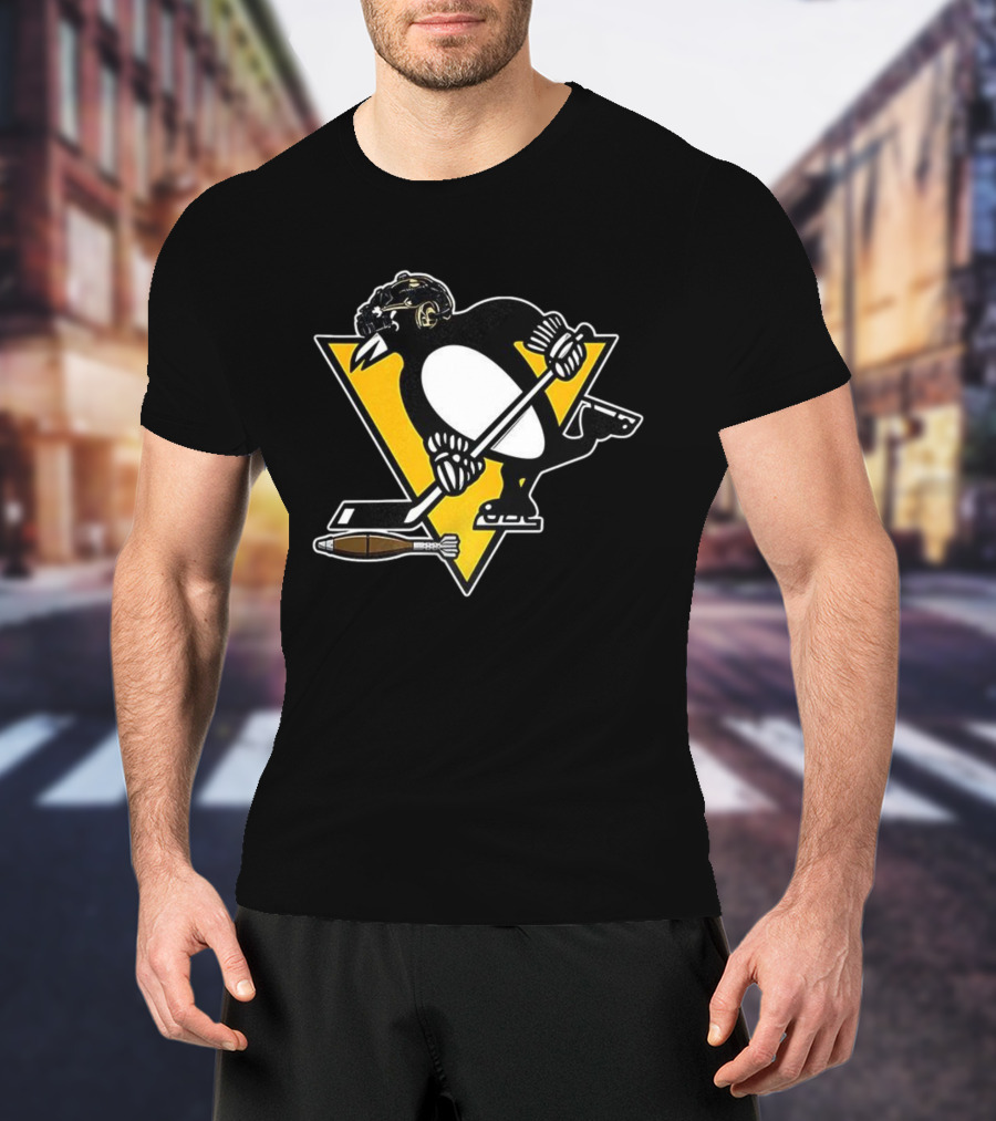 Pittsburgh Penguins Hockey Soldier Mascot Football Rocket T-Shirt