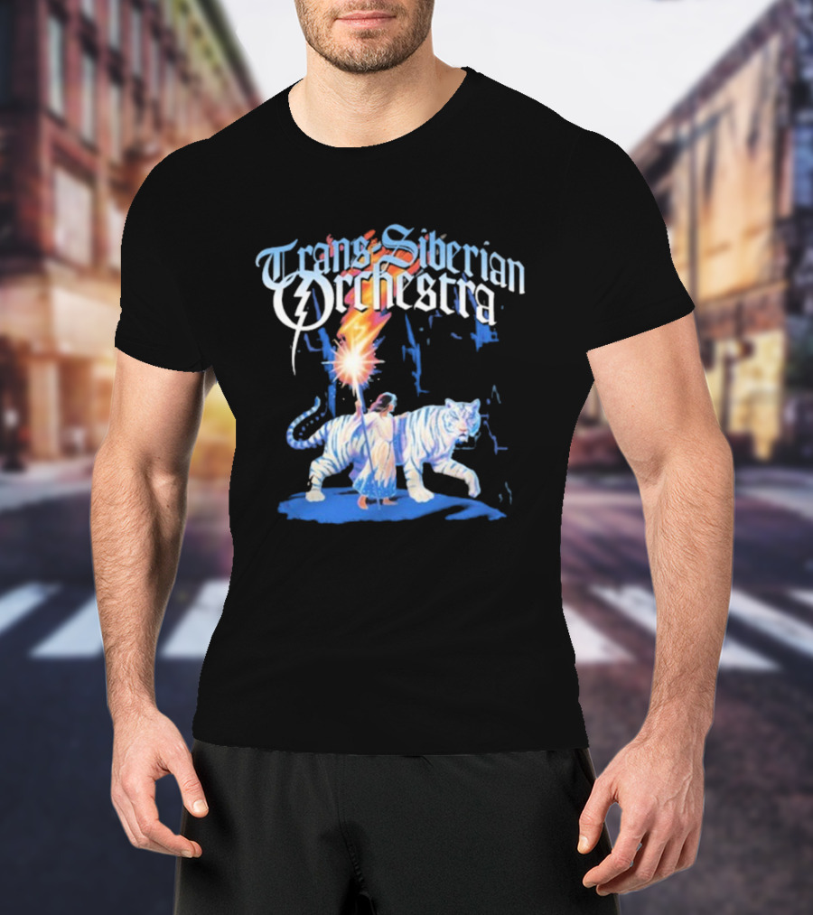 Trans-Siberian Orchestra Fire Torch With Child And White Tiger T-Shirt