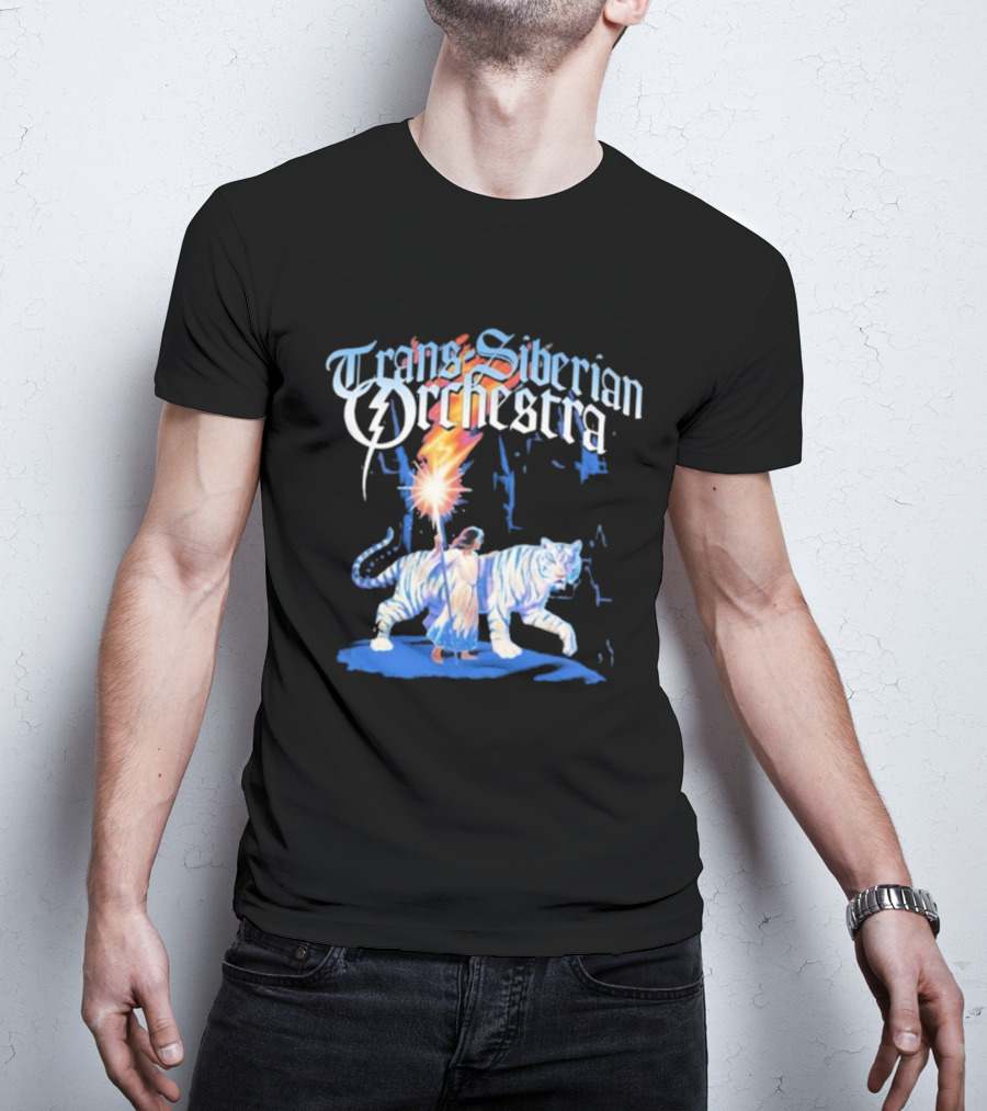 Trans-Siberian Orchestra Fire Torch With Child And White Tiger T-Shirt