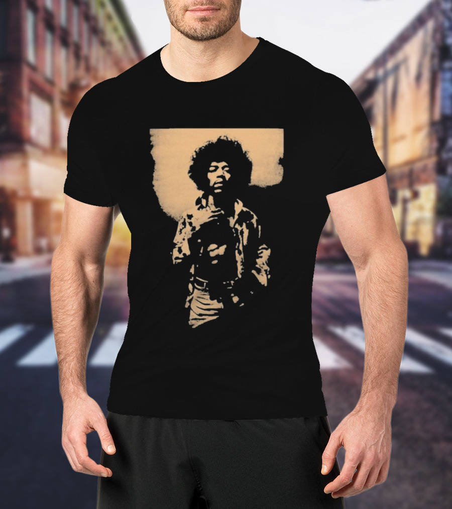 Bob Marley Jimi Hendrix Sepia 70s Vintage Style T-Shirt