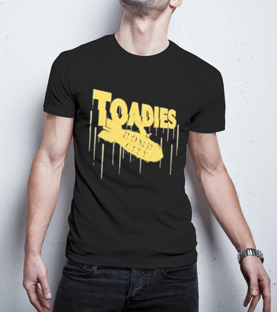 Toadies Bomb City Dripping Text And Bomb Icon T-Shirt