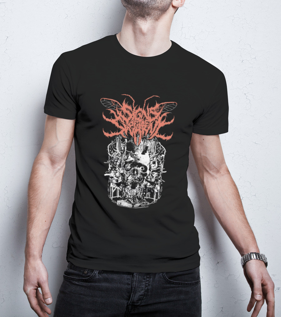 Signs Of The Swarm Hymns Of Summer Vacation Insect Skull Art T-Shirt