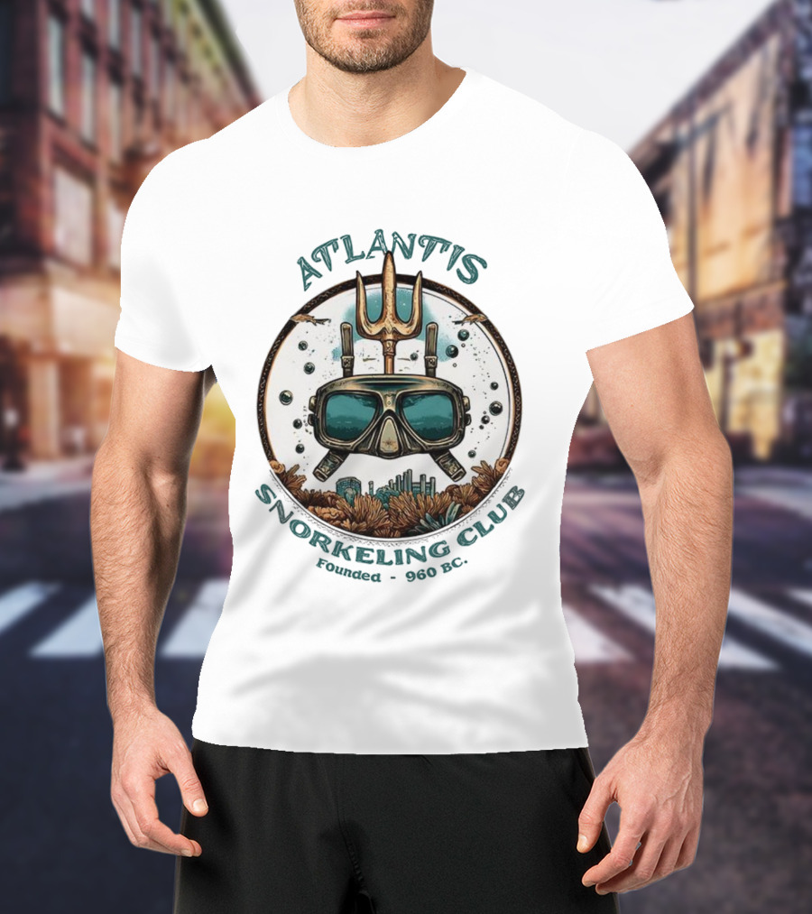 Atlantis Snorkeling Club 960 BC Trident Dive Mask Ocean Bubbles Coral T-Shirt