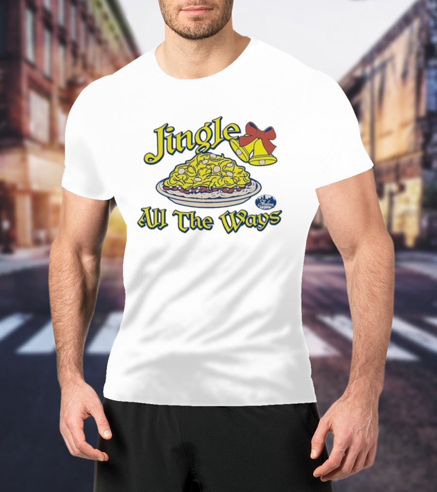Jingle All The Ways Yellow Bells Spaghetti Plate Skyline T-Shirt
