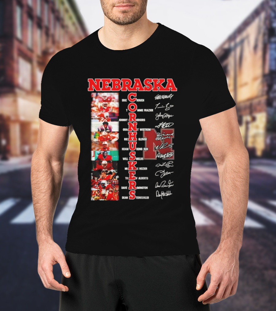 Nebraska Cornhuskers Blackshirts Legends With Signatures And Players T-Shirt