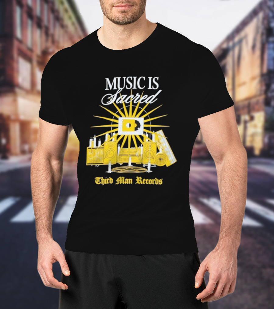 Third Man Records Music Is Sacred Sunburst Keyboard Speaker Icon T-Shirt