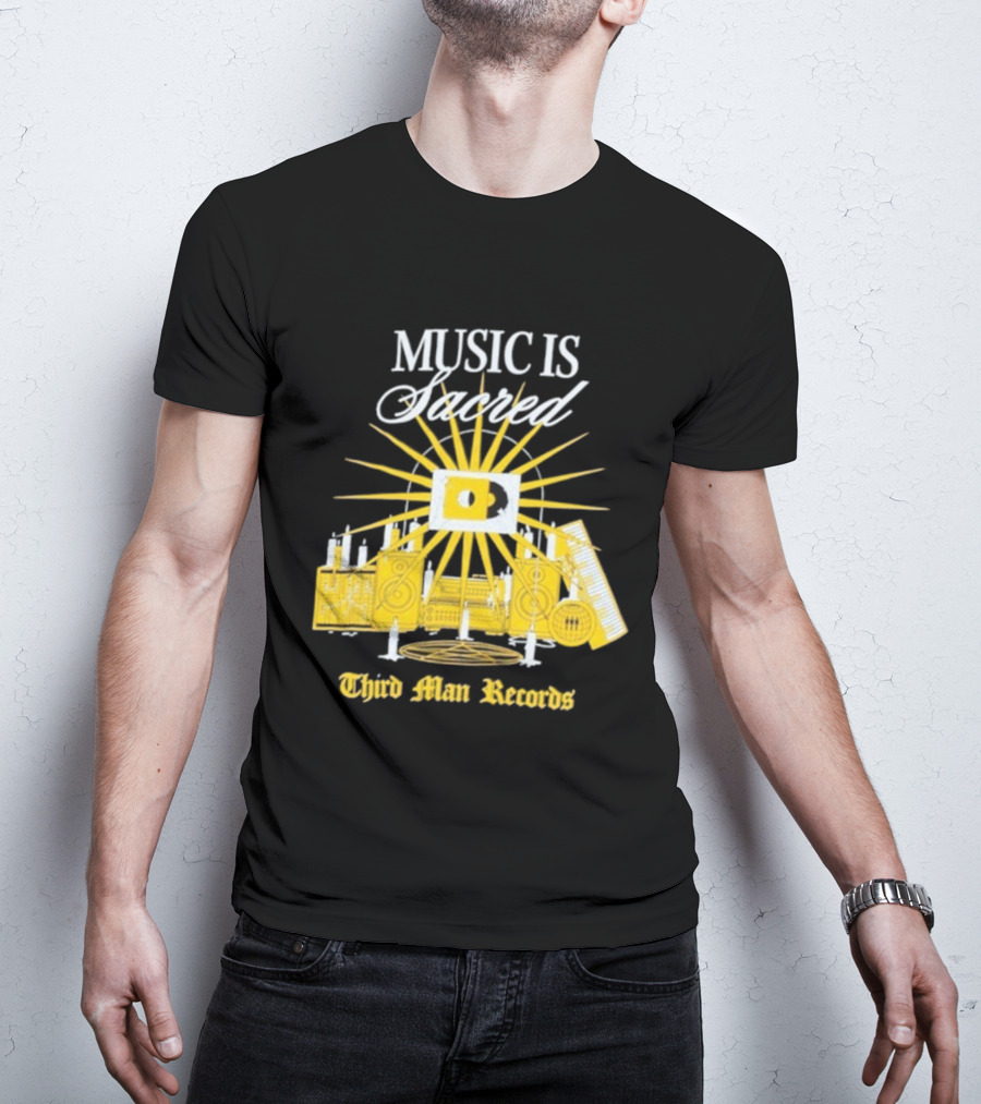 Third Man Records Music Is Sacred Sunburst Keyboard Speaker Icon T-Shirt