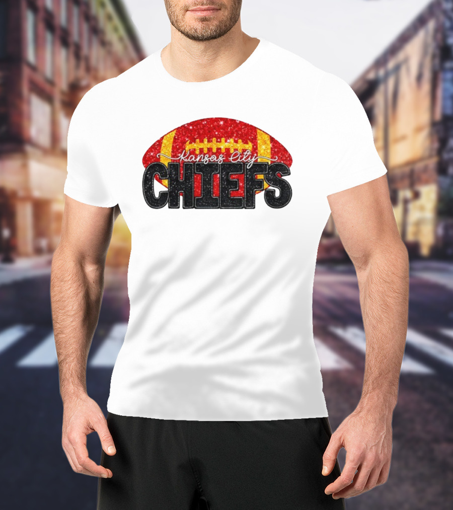 Kansas City Chiefs Faux Glitter NFL Football Game Day Fan Wear T-Shirt