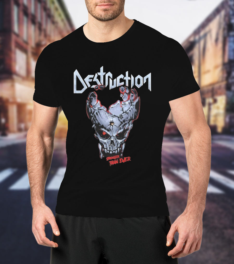 Destruction Stronger Than Ever Skull Metal Band Graphics T-Shirt