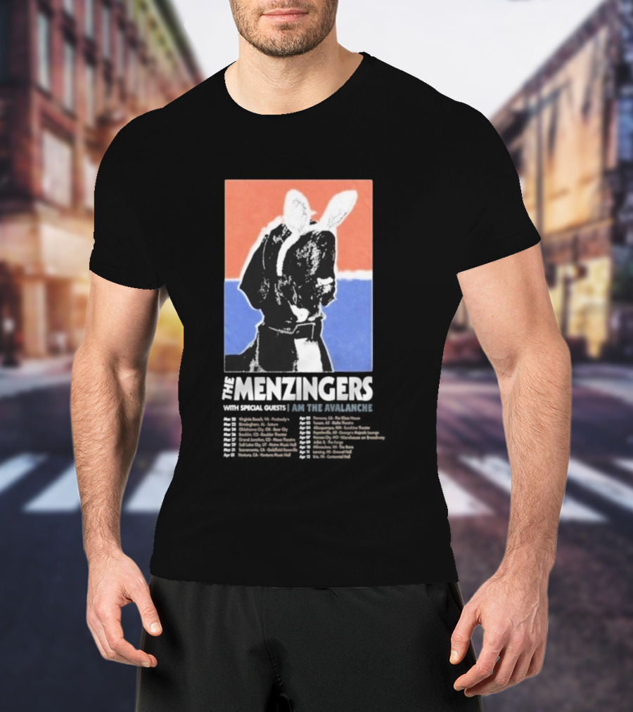 The Menzingers I Am The Avalanche Tour 2026 Black And White Dog Art Style T-Shirt