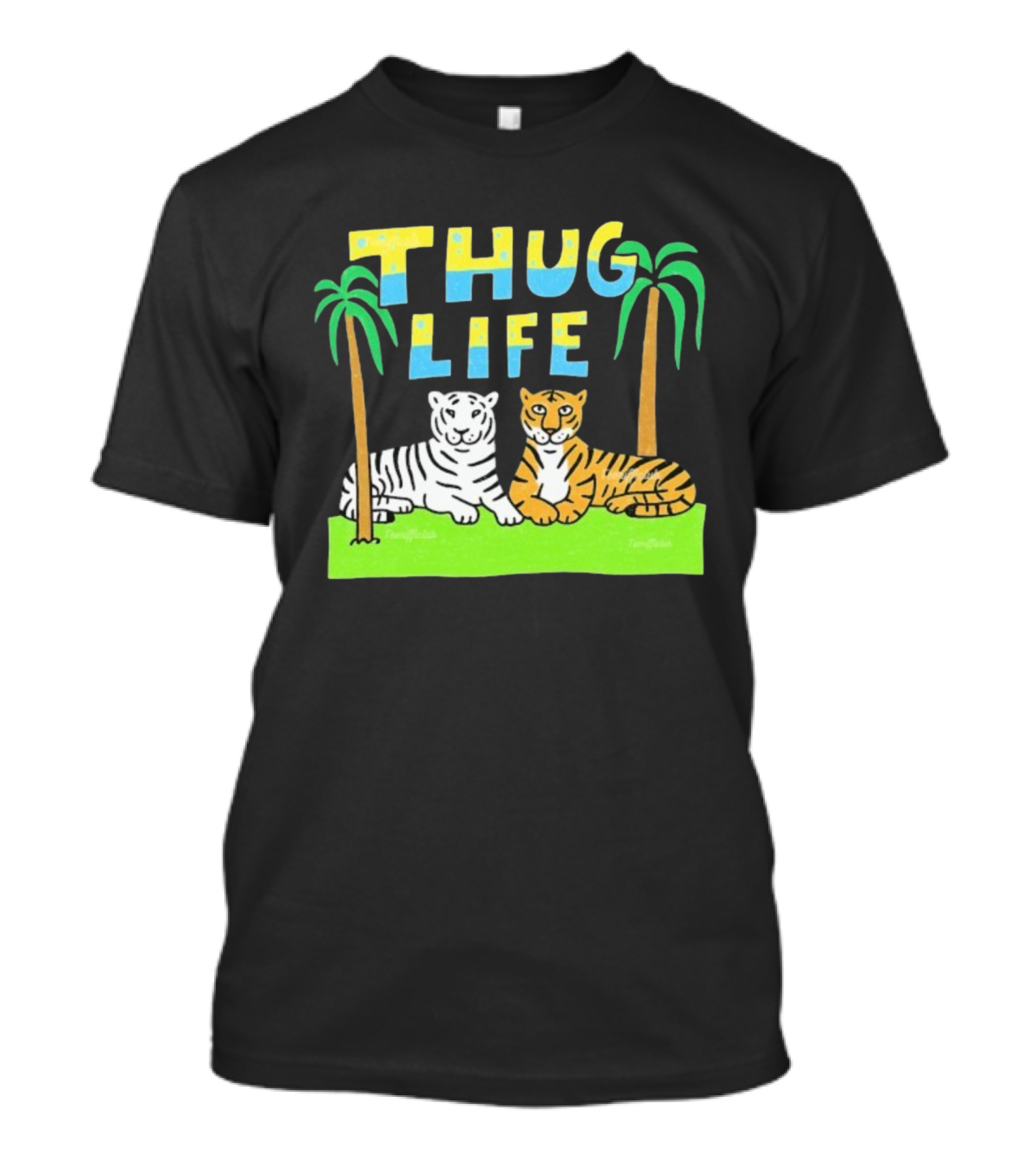 Thug Life Tigers Palm Trees Retro Style T-Shirt