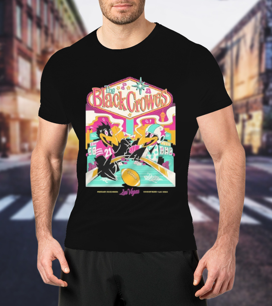 The Black Crowes Las Vegas Feb 2022 Casino Poker Night Football T-Shirt