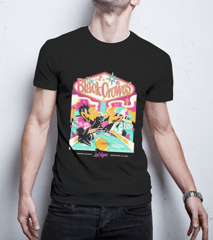 The Black Crowes Las Vegas Feb 2022 Casino Poker Night Football T-Shirt