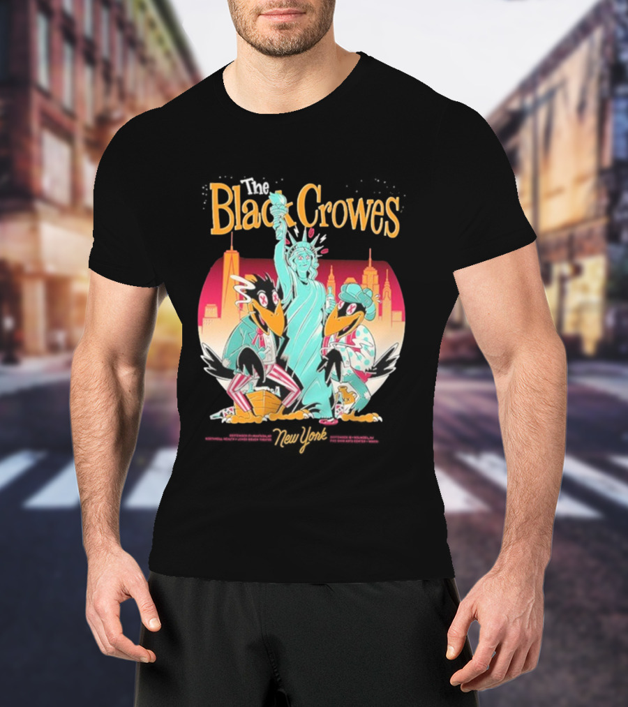 Black Crowes NYC Tour Statue Of Liberty Skyline 2023 2024 T-Shirt
