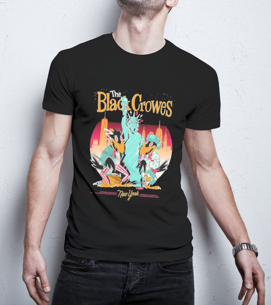Black Crowes NYC Tour Statue Of Liberty Skyline 2023 2024 T-Shirt