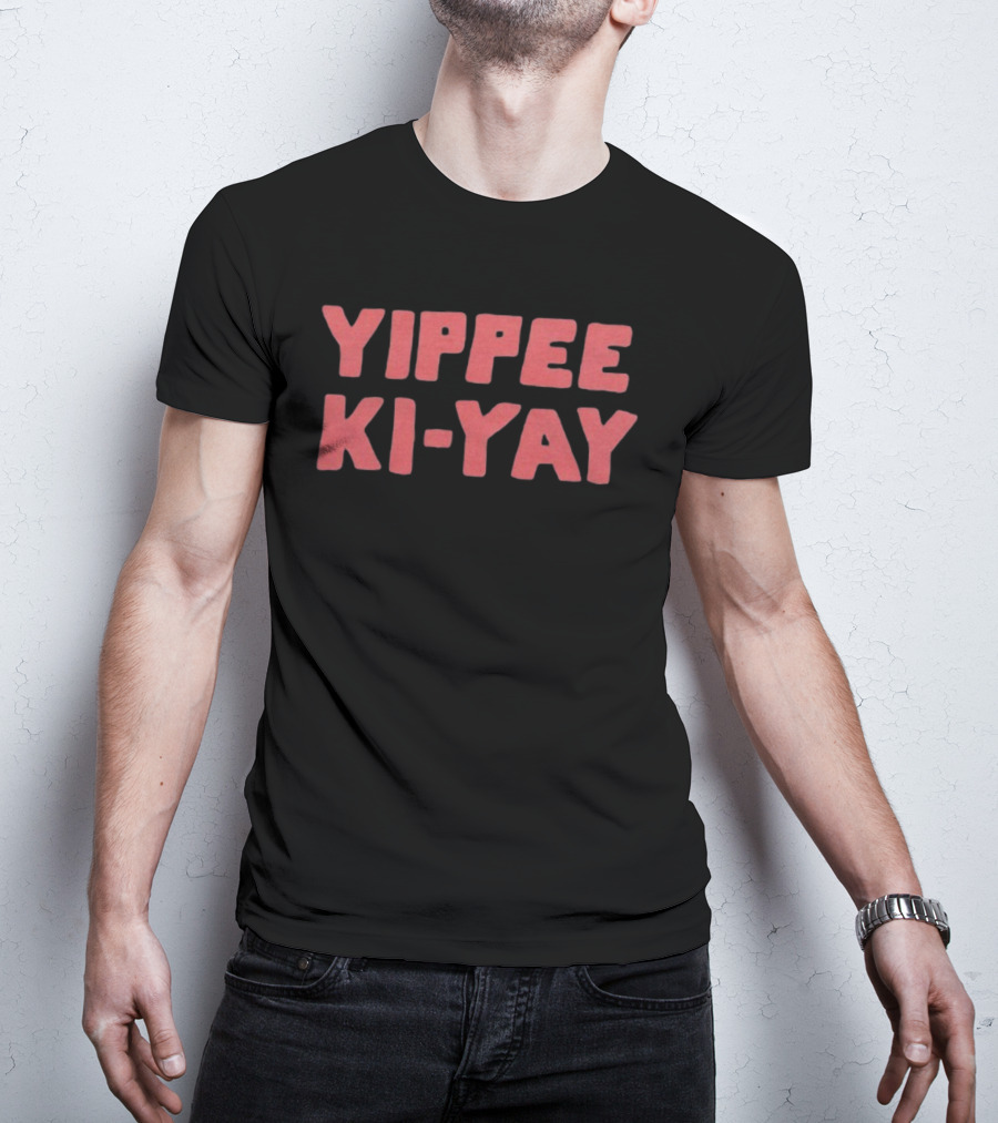 Yippee Ki-Yay Merry Christmas Red Bold Holiday Phrase Iconic Greeting T-Shirt