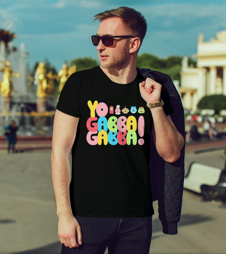 Yo Gabba Gabba Characters Colorful Text T-Shirt