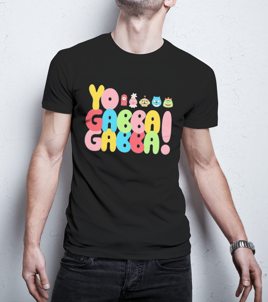Yo Gabba Gabba Characters Colorful Text T-Shirt