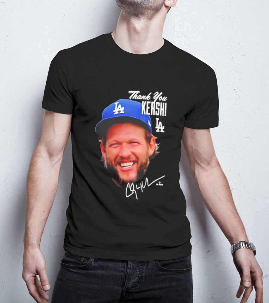 Clayton Kershaw Los Angeles Dodgers Signature Thank You Face T-Shirt