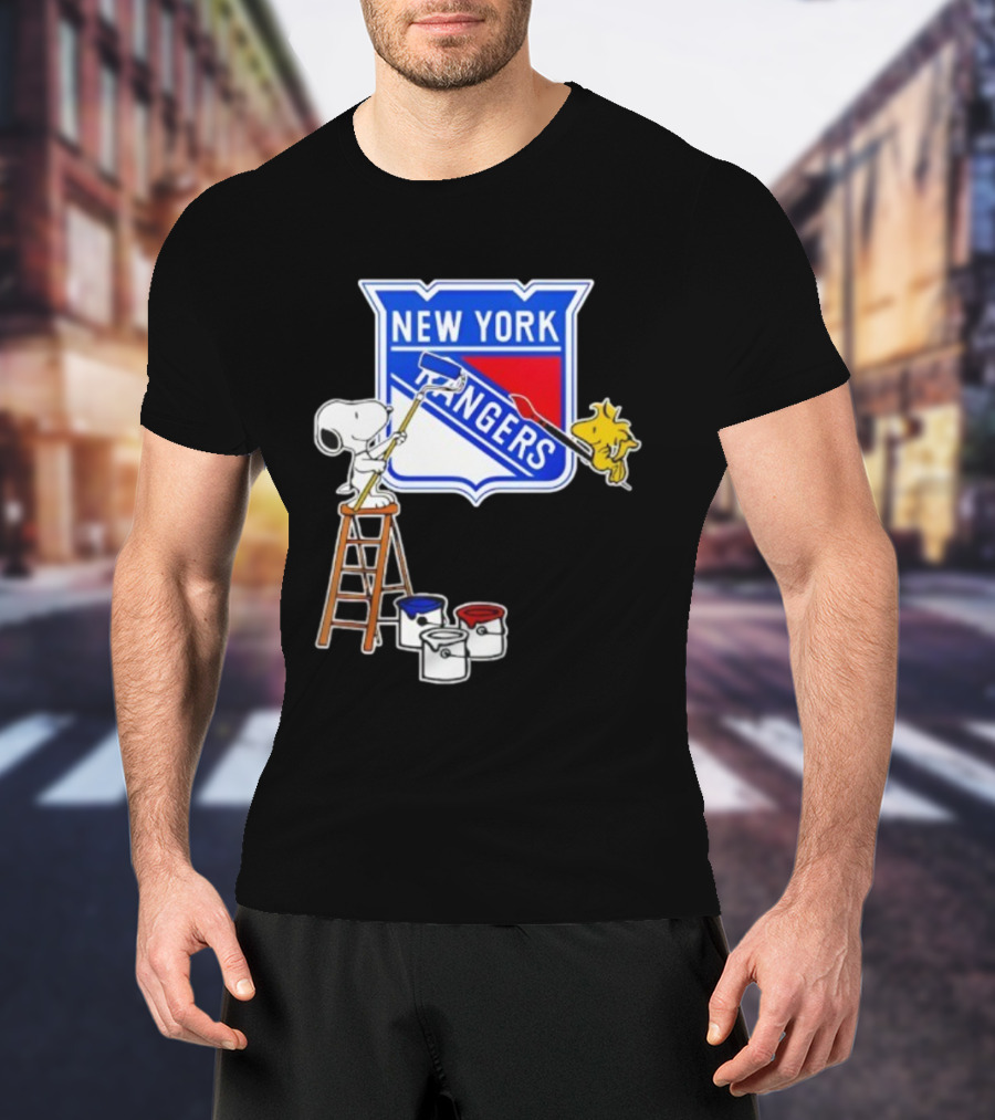 New York Rangers Snoopy Woodstock Painting Collaboration T-Shirt