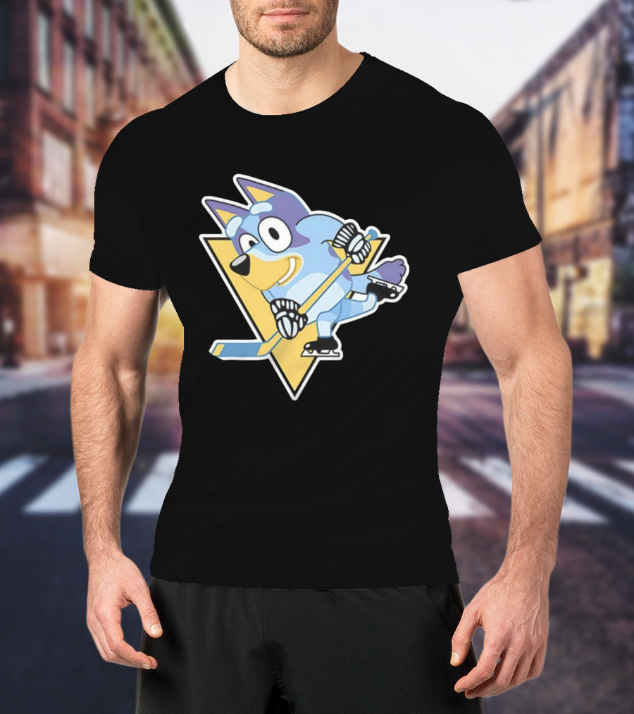 Pittsburgh Steelers Bluey Ice Hockey Crossover T-Shirt