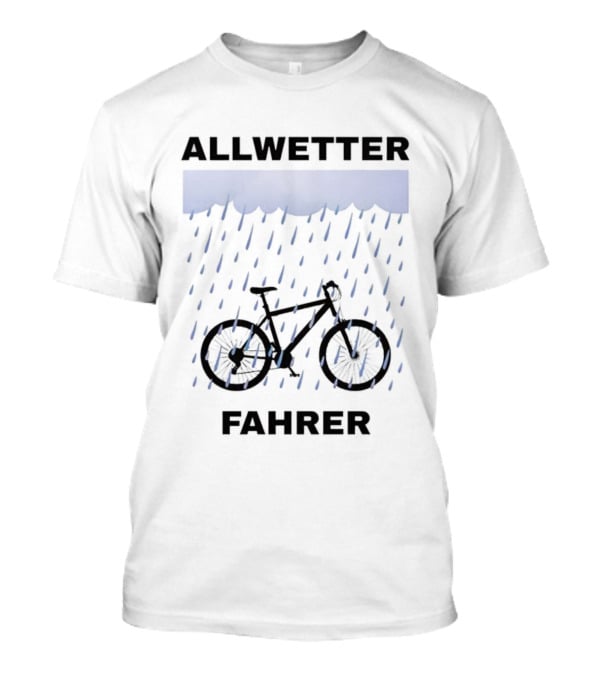 Allwetter Fahrer Bicycle In Rain Scene T-Shirt