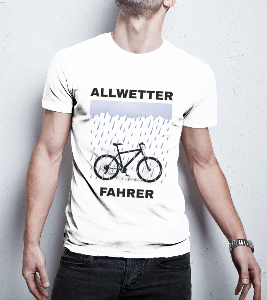 Allwetter Fahrer Bicycle In Rain Scene T-Shirt