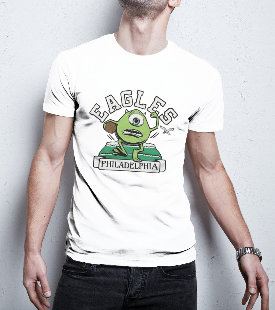 Mike Wazowski Philadelphia Eagles Football Monsters Inc Fusion T-Shirt