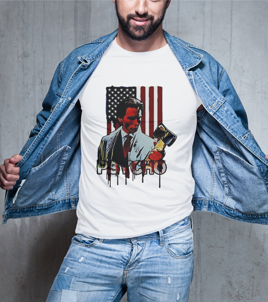 Patrick Bateman Psycho Ax American Flag Iconic Design T-Shirt