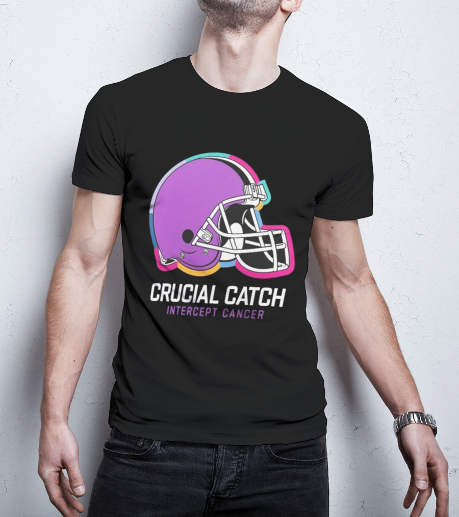 Cleveland Browns NFL Crucial Catch Intercept Cancer Helmet T-Shirt