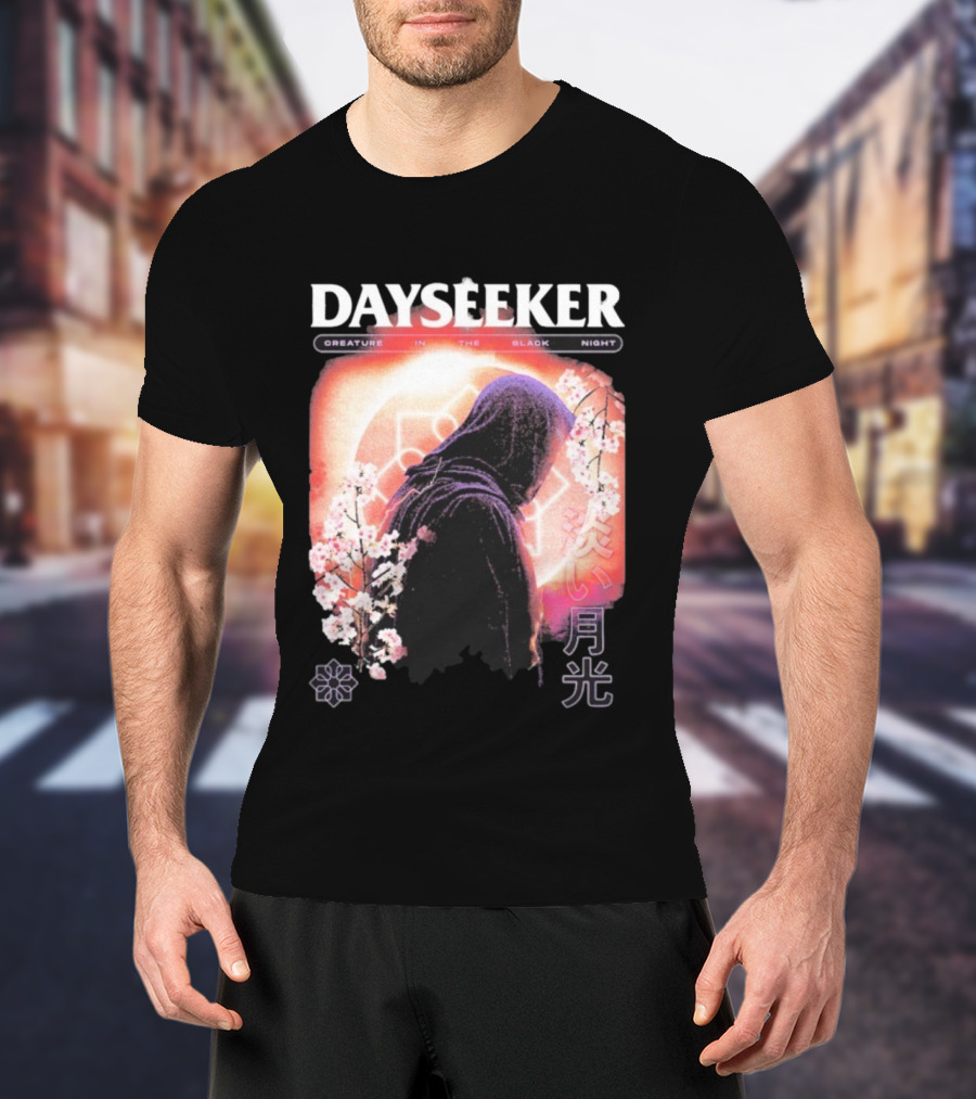 Dayseeker Creature Black Night Cherry Blossom Aesthetic T-Shirt