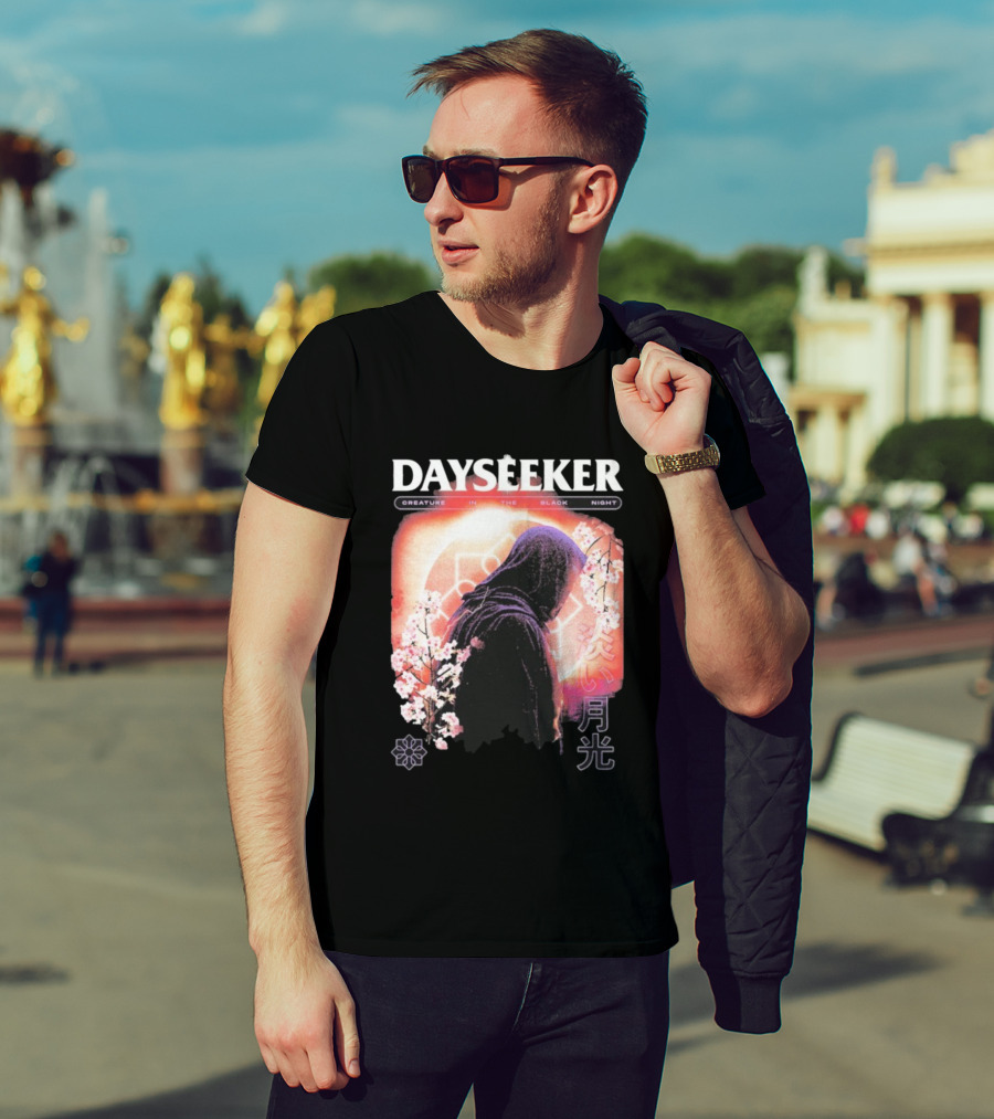 Dayseeker Creature Black Night Cherry Blossom Aesthetic T-Shirt