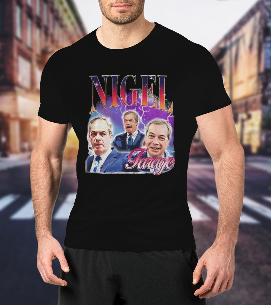 Nigel Farage Lightning Storm Portrait T-Shirt
