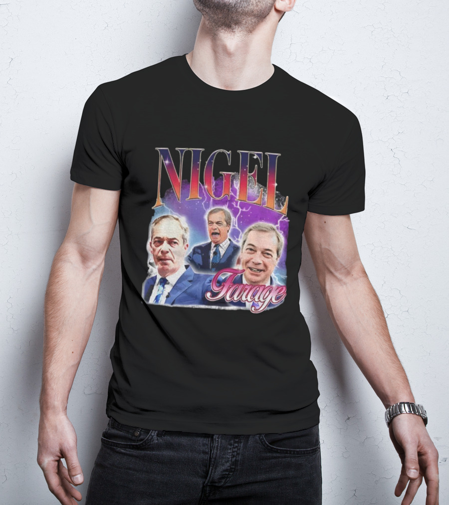 Nigel Farage Lightning Storm Portrait T-Shirt