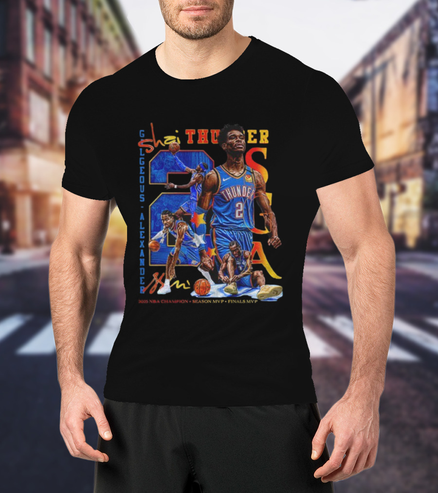 Oklahoma City Thunder Shai Gilgeous-Alexander SGA 2 Basketball MVP Champion T-Shirt