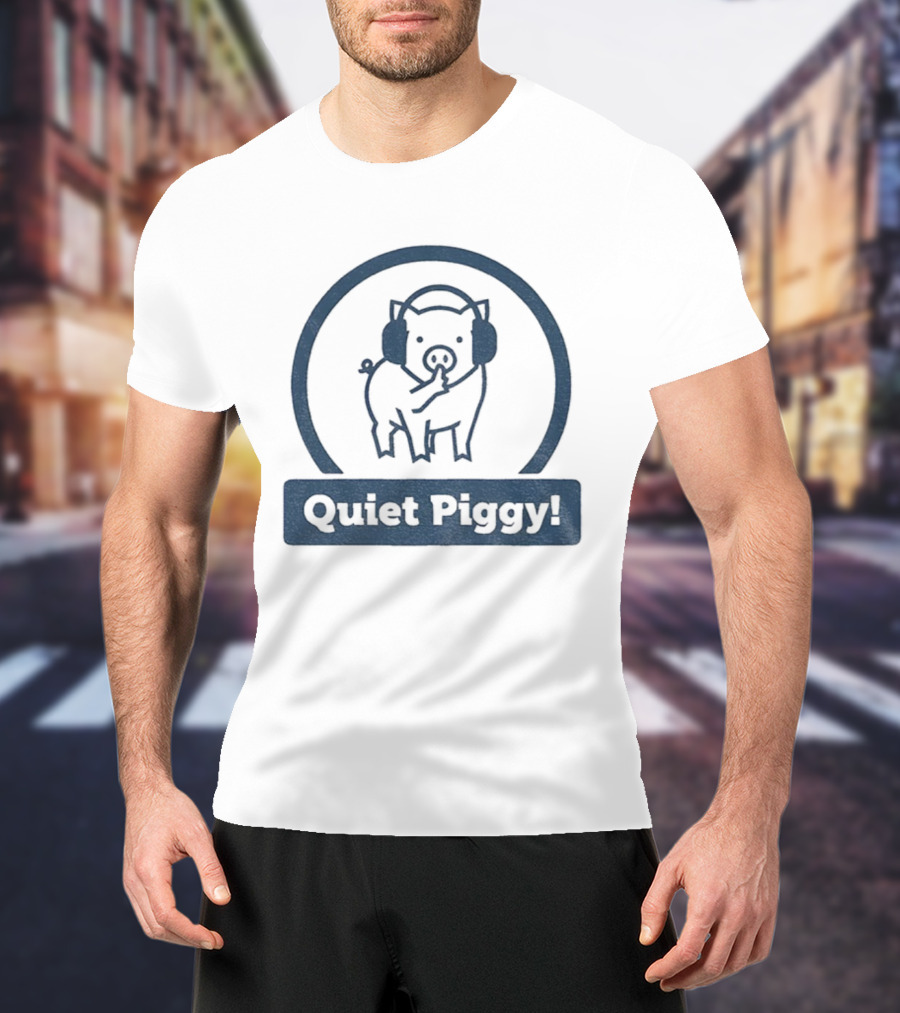 Quiet Piggy Humorous Piglet Illustration T-Shirt