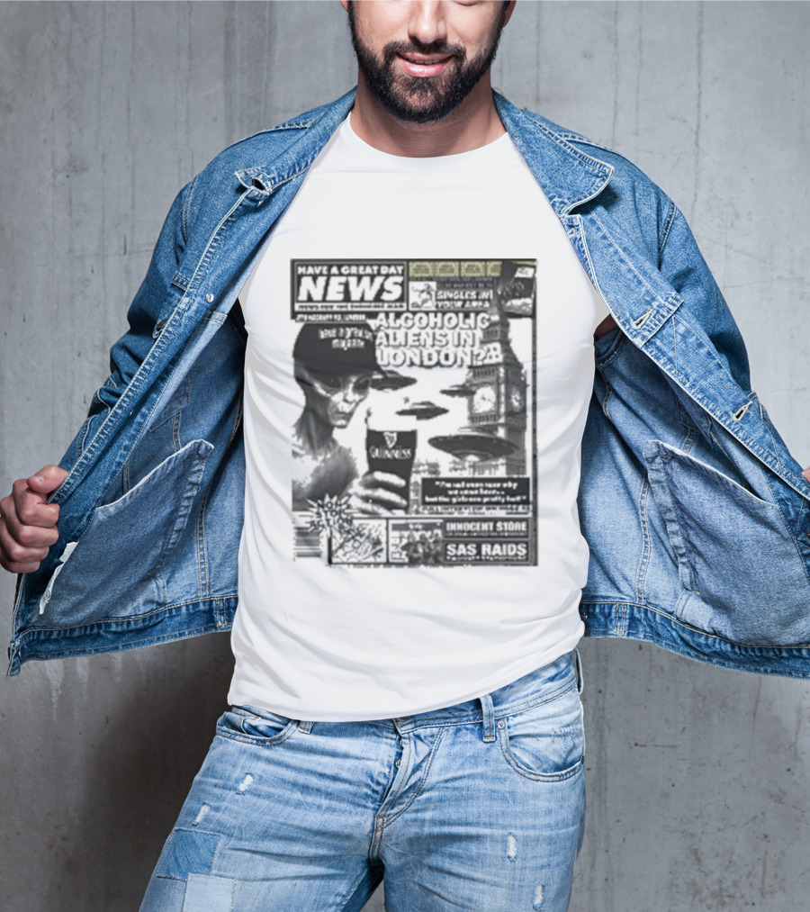 Manchester Call News Alcoholic Alien Stunt London 28 Will Mahony T-Shirt