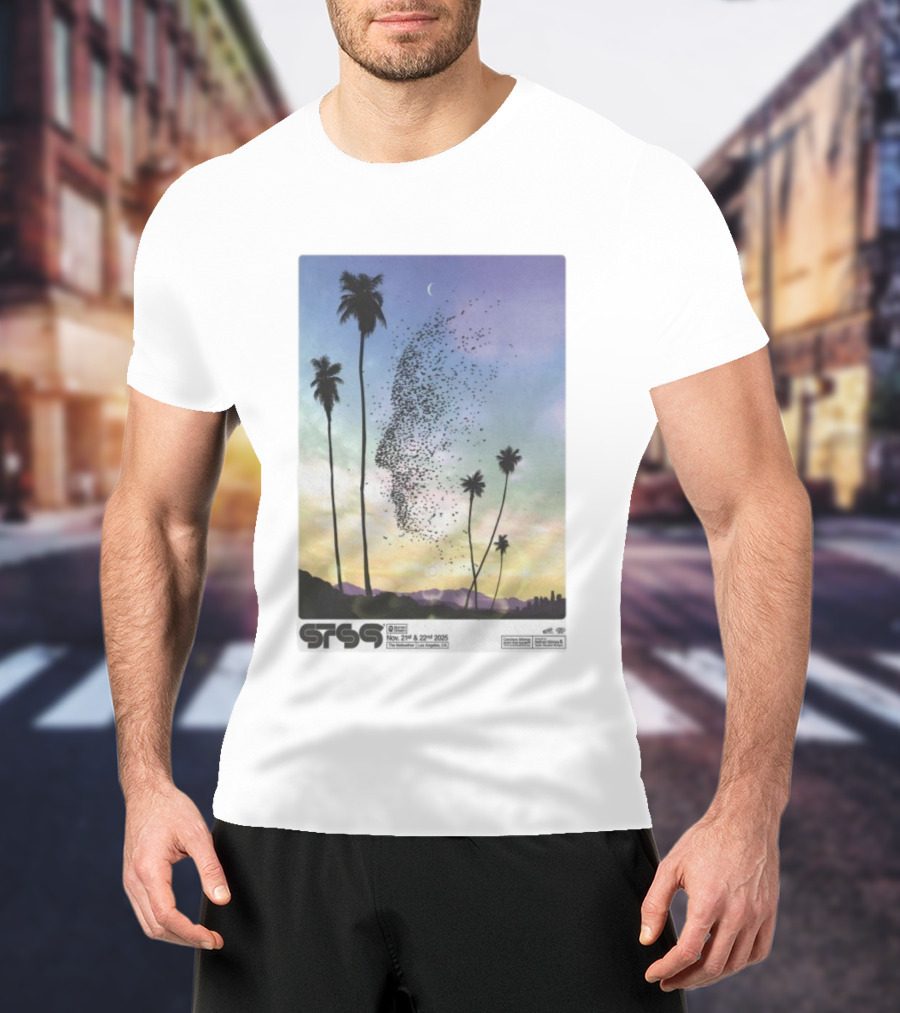 STS9 Nov 21 22 2025 The Bellwether Los Angeles CA Palm Trees And Birds Sky Scene T-Shirt