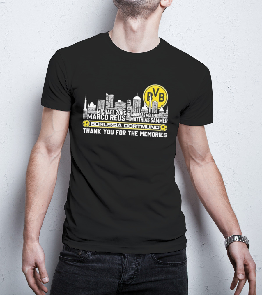 Borussia Dortmund BVB Marco Reus Matthias Sammer Skyline Club Crest Thank You For The Memories T-Shirt